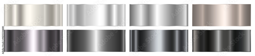 Poster a set of silver and black shiny metallic gradient with highlights. polished glossy abstract backgrou