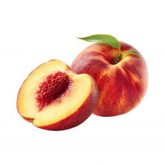 Fresh Whole and Sliced Peach Fruit Transparent Background