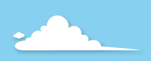 The icon of a white cloud with a shadow on a blue background. Cartoon cloud. Vector EPS 10.