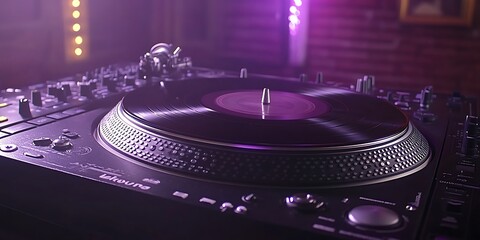 Fototapeta na wymiar DJ Turntable in Nightclub Setting
