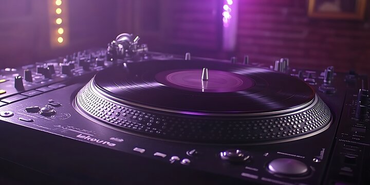 DJ Turntable in Nightclub Setting