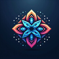 Fototapeta premium Geometric AI logo design with perfect symmetry, vibrant gradient mesh, modern and abstract