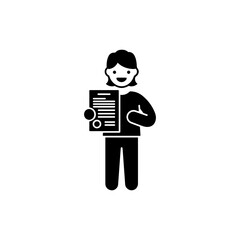 Student holding report card with happy expression symbolizing achievement