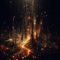 Flickering Amber Light Dark background with