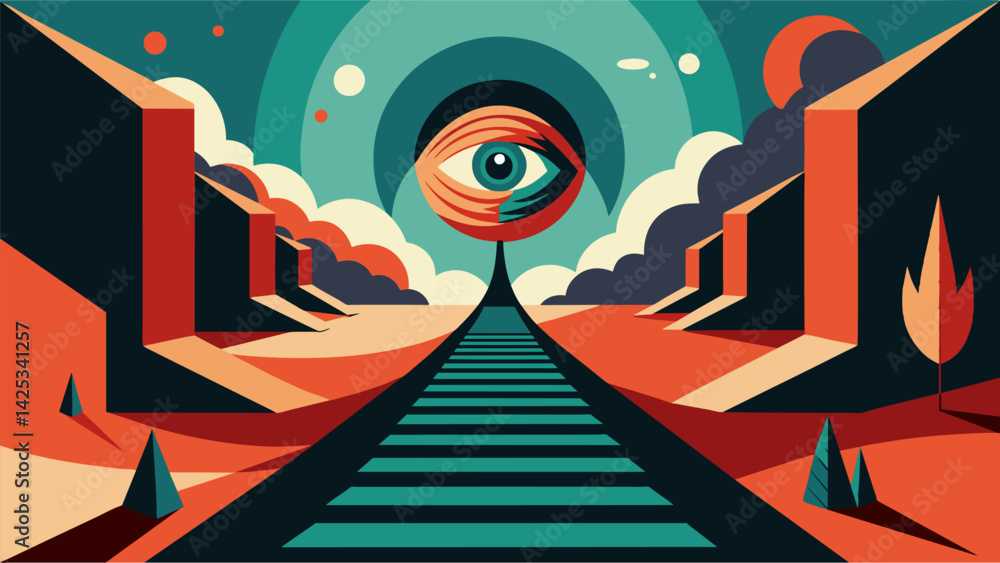 Poster a series of abstract photographs depict the dissociative experience as a journey through a twisted a