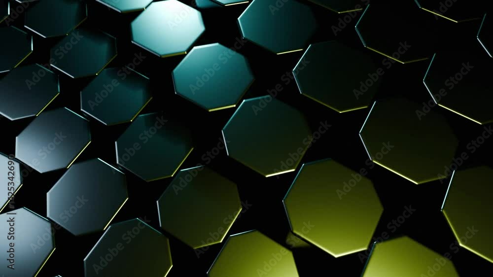 Poster abstract hexagon pattern: green and teal geometric design