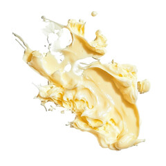 Creamy texture splatters on a white background showcasing a mixture ideal for culinary presentations and artistic designs