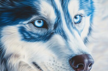 Photorealistic portrait of a majestic Siberian Husky