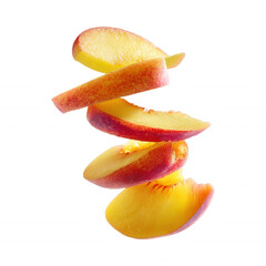 Fresh Sliced Peach Stack Isolated Transparent Background