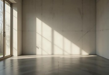 Sunlit Minimalist Room: Concrete Floor and Wall with Window View