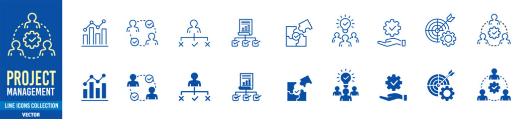 Project management icon collection. Editable line icons set.vector illustration.