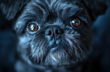 Photorealistic shot of an Affenpinscher, sharp eyes, shiny fur, under perfect lighting