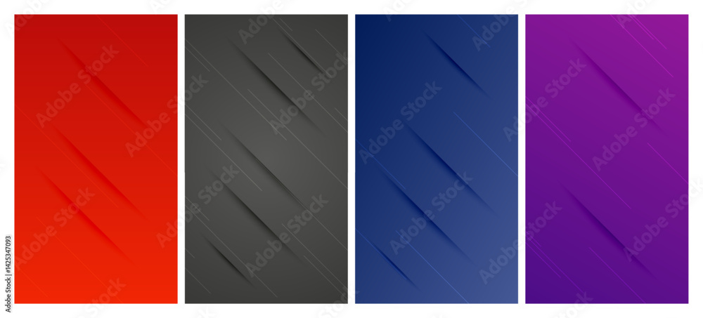 Poster set of abstract gradient backgrounds with lines