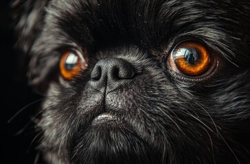 Photorealistic shot of an Affenpinscher, sharp eyes, shiny fur, under perfect lighting