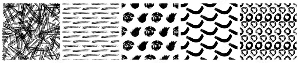 Poster set of seamless patterns with scribble smears