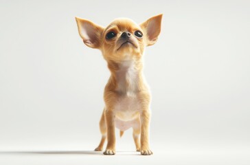 Photorealistic studio image of a muscular Chihuahua with glossy fur