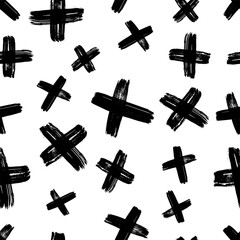 Seamless pattern with hand drawn cross symbols