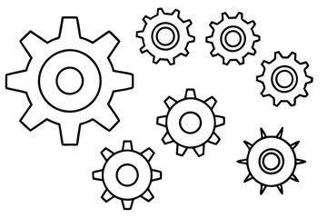 mechanical gears line art futuristic technology blueprint