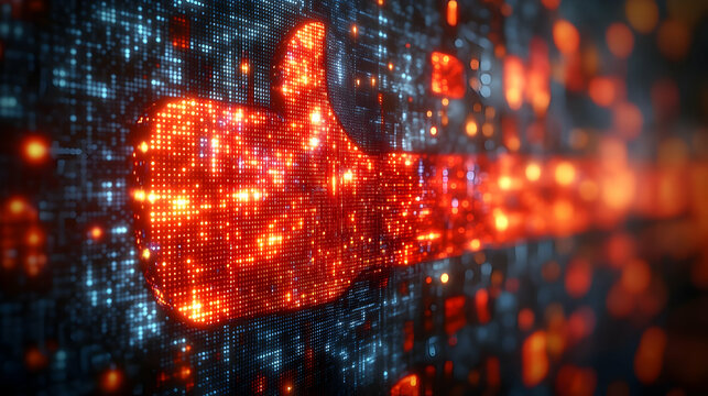 Digital Thumbs Up 3D Illustration