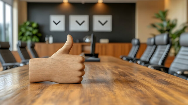 Wooden Thumbs Up 3D Illustration