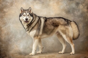 Portrait of a confident Alaskan Malamute standing tall