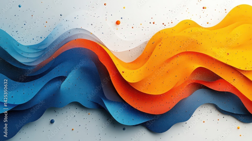 Poster fluid layers: an abstract design featuring undulating bands of contrasting colors