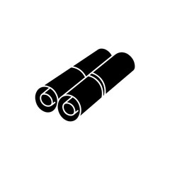 Black Icon of Rolled Blueprints with Rubber Band - Design and Planning