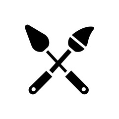 Black Icon of Palette Knife and Brush Crossing Like X