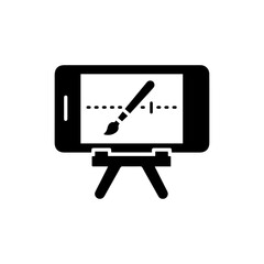 Filled Icon of Smartphone on Stand Recording Art Process
