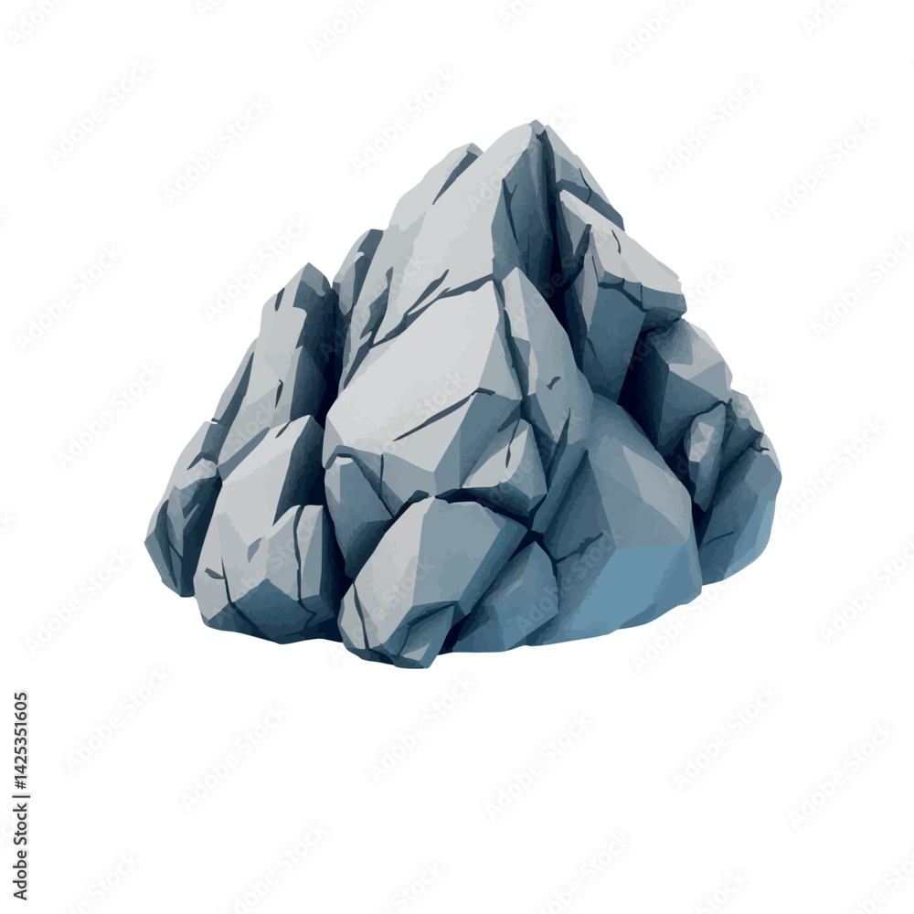 Poster pixel rock vector. watercolor stone with 8-bit geometry and soft texture.