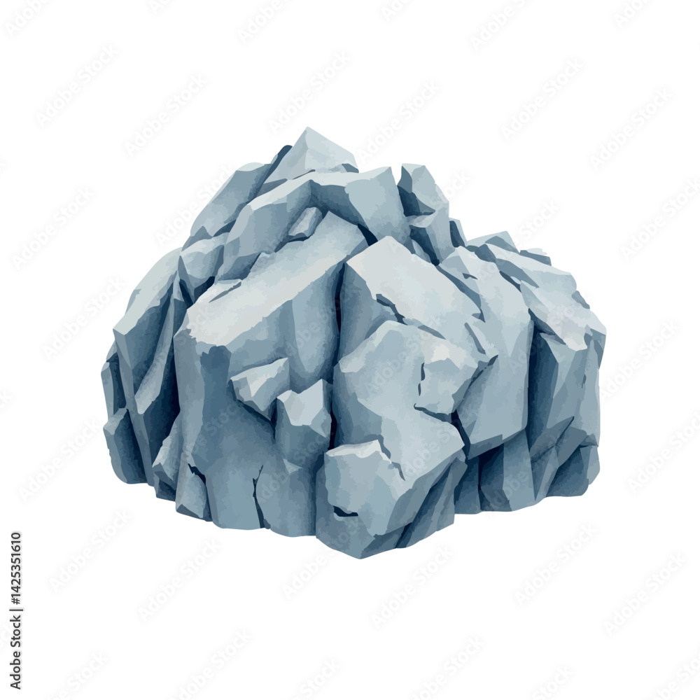 Poster pixel rock vector. watercolor stone with 8-bit geometry and soft texture.