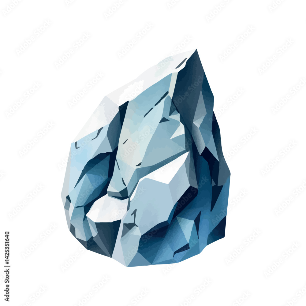 Poster pixel rock vector. watercolor stone with 8-bit geometry and soft texture.