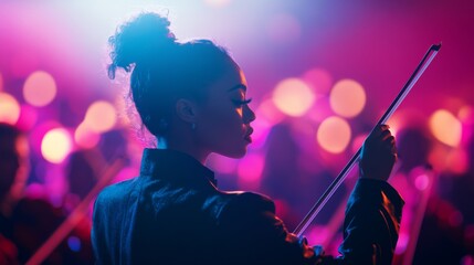 A musician stands poised in a vibrant setting. The atmosphere is electric with colors that inspire creativity. Embrace the music and feel the energy. Generative AI