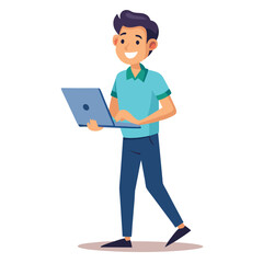 man standing with laptop vector