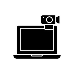 Laptop with Camera Attached Representing Video-Based Content Creation
