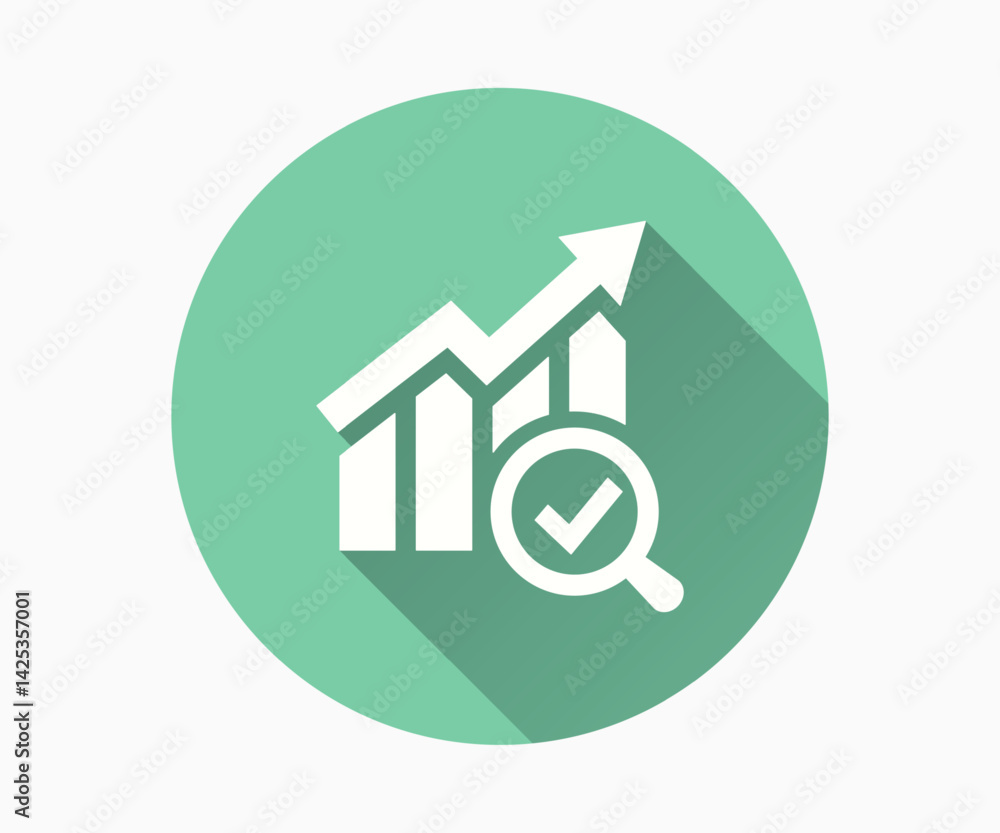 Poster growth analysis flat icon with long shadow for graphic and web design.