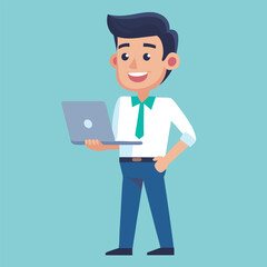 man standing with laptop vector