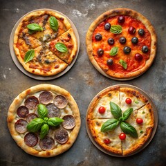 Clean pizza photo with ample copy space great for promotional use digital food advertising and creative restaurant banners milkyhexddway four pizzas Backgrounds for ads poster banner flyer billboard 6