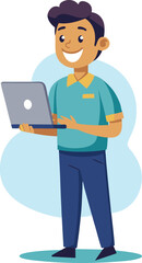 man standing with laptop vector