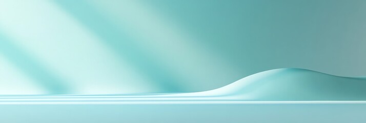 Fototapeta premium Light Blue Product Display Platform with Soft Lighting and Elegant Curve