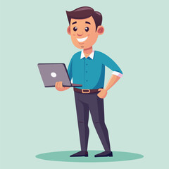 man standing with laptop vector