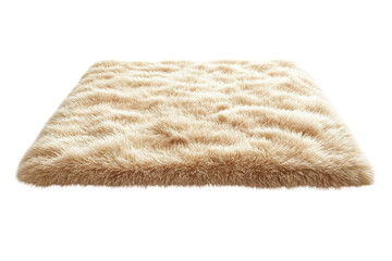 Luxurious beige shaggy rug perfect for adding warmth and texture to any room Soft plush fibers create a cozy and inviting atmosphere Studio on transparent background