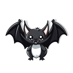 vector illustration of cute bat isolated on white background , bat spread wings.