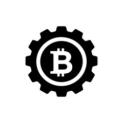 Gear with Bitcoin Logo - Mechanical Aspect of Cryptocurrency Mining