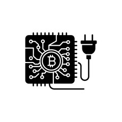 Circuit Board with Power Plug and Coin Symbolizing the Technical Aspects of Mining