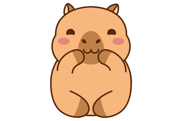 Fototapeta premium Cute kawaii capybara character. Happy Capybara sticker clipart animal illustration. Water guinea pig. Stock vector illustration isolated on white background.
