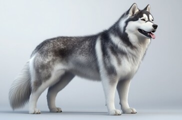 Fototapeta premium Studio portrait of a majestic Alaskan Malamute, fur glowing in soft lighting