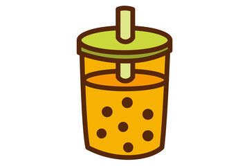 Bubble tea. Boba tea drinks in cup with straw with. Ice coffee with milk, juice, milkshake. Beverages with matcha, taro, tapioca. Flat vector illustrations isolated on white background.
