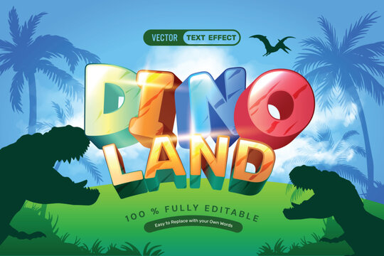 Dino Land Game  Vector Text Effect