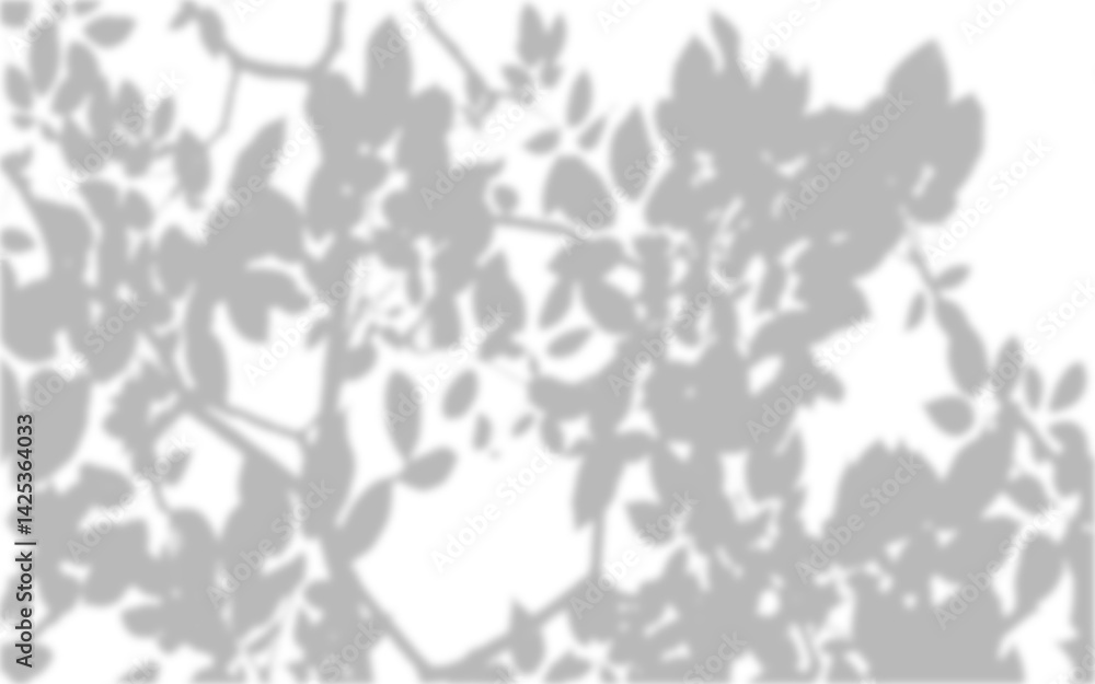 Poster realistic blurred leaf shadow effect isolated on transparent background. blur branch leaves shadow. 